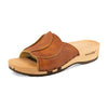 vanessa, pantoletten clogs damen mit biegsamer nachhaltiger holzsohle, der bestseller, farbe: safor (braun), holzclogs woody, woody schuhe, woody shoes, handgemachte holzschuhe aus österreich, kärnten