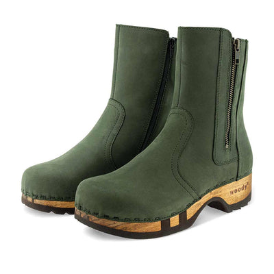 Veronika-Damen-Clog-Stiefelette-woody-farbe: forest (waldgruen), ganzjahres, kalbslederfutter