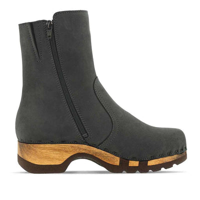 Veronika-Damen-Clog-Stiefelette-woody-farbe: grigio (dunkelgrau), ganzjahres, kalbslederfutter