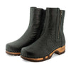 Veronika-Damen-Clog-Stiefelette-woody-farbe: nero-kroko (schwarz mit kroko Prägung), ganzjahres, kalbslederfutter