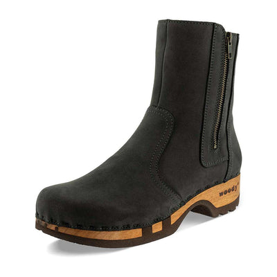 Veronika-Damen-Clog-Stiefelette-woody-farbe: nero (schwarz), ganzjahres, kalbslederfutter