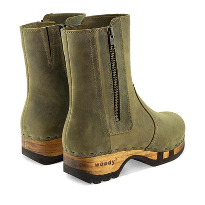 Veronika-Damen-Clog-Stiefelette-woody-farbe: olivia (olivgruen), ganzjahres, kalbslederfutter
