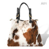 [A01] Victoria - praktische Tote Bag Handtasche aus Fell Natur und Schwarzem Leder