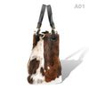 [A01] Victoria - praktische Tote Bag Handtasche aus Fell Natur und Schwarzem Leder