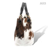 [A03] Victoria - praktische Tote Bag Handtasche aus Fell Natur und Schwarzem Leder