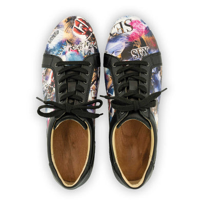 [Sex & Rock'n'Roll] wayne, sneakers clogs herren mit biegsamer nachhaltiger holzsohle, der bestseller, farbe: sex & rock'n'roll (multicolor), holzclogs woody, woody schuhe, woody shoes, handgemachte holzschuhe aus österreich, kärnten
