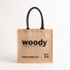 woody Bag aus Jute mit Beschichtung innen, robuste Baumwollhänkel