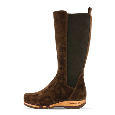 [Chocolate] ZOEY - Stiefelette Damen woody Schuhe. Damen Stiefelette mit Absatz. Damenclogs, Damen Clogs - Clogs Damen. Holzschuhe für Damen, Holzclogs, Damen Pantoletten mit Holzsohle. Damen Stiefelette kaufen. Farbe: chocolate (braun)