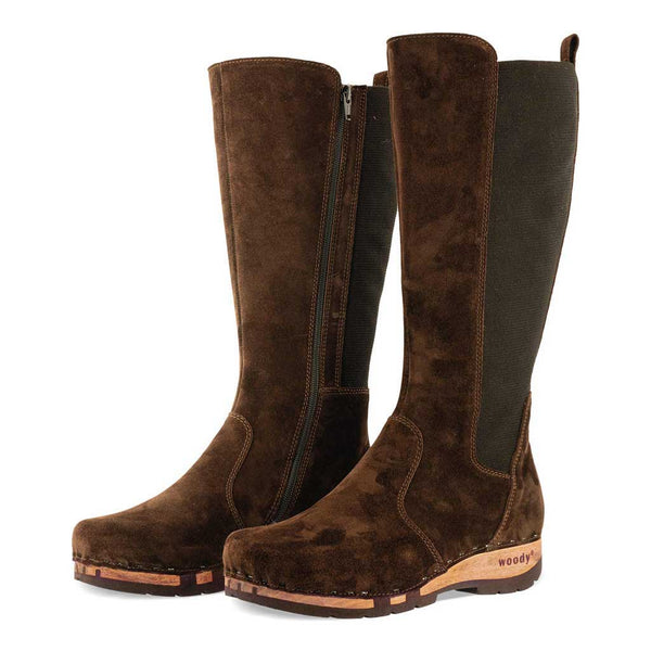 [Chocolate] ZOEY - Stiefelette Damen woody Schuhe. Damen Stiefelette mit Absatz. Damenclogs, Damen Clogs - Clogs Damen. Holzschuhe für Damen, Holzclogs, Damen Pantoletten mit Holzsohle. Damen Stiefelette kaufen. Farbe: chocolate (braun)