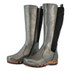 ZOEY - Stiefelette Damen woody Schuhe. Damen Stiefelette mit Absatz. Damenclogs, Damen Clogs - Clogs Damen. Holzschuhe für Damen, Holzclogs, Damen Pantoletten mit Holzsohle. Damen Stiefelette kaufen. Farbe: titan (metallic-leder)