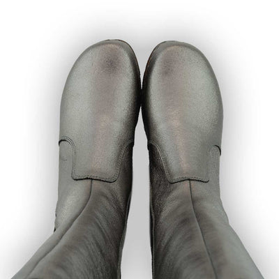 [Titan] ZOEY - Zoey Damen Clog Stiefel, woody Schuhe. Damen Stiefel mit Absatz. Damenclogs, Damen Clogs - Clogs Damen. Holzschuhe für Damen, Holzclogs, Damen Pantoletten mit Holzsohle. Damen Stiefelette kaufen. Farbe: titan (metallic-leder)