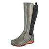 ZOEY - Stiefelette Damen woody Schuhe. Damen Stiefelette mit Absatz. Damenclogs, Damen Clogs - Clogs Damen. Holzschuhe für Damen, Holzclogs, Damen Pantoletten mit Holzsohle. Damen Stiefelette kaufen. Farbe: titan (metallic-leder)