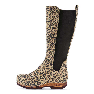 ZOEY - Stiefelette Damen woody Schuhe. Damen Stiefelette mit Absatz. Damenclogs, Damen Clogs - Clogs Damen. Holzschuhe für Damen, Holzclogs, Damen Pantoletten mit Holzsohle. Damen Stiefelette kaufen. Farbe: wildcat (animal-print)
