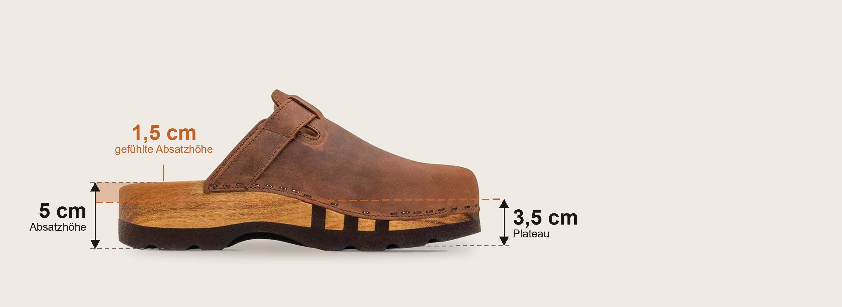 woody Lukas Herren Clog, Bemaßung der Sohle mit 3,5 Zentimeter Plateau